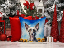 Load image into Gallery viewer, Chinese Crested in Sunflowers Throw Pillow - 14x14 Decorative Pillow – Art for Your Home &amp; Patio