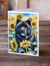 Load image into Gallery viewer, Chow Chow in Sunflowers Greeting Cards - Blank Note Cards – 8-Pack of Artist-Designed Cards with Envelopes
