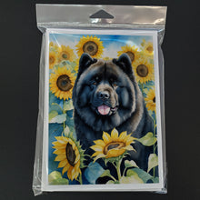 Load image into Gallery viewer, Chow Chow in Sunflowers Greeting Cards - Blank Note Cards – 8-Pack of Artist-Designed Cards with Envelopes