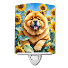 Load image into Gallery viewer, Chow Chow in Sunflowers Ceramic Night Light