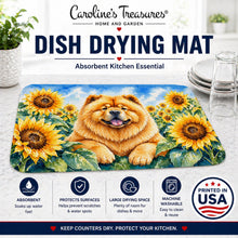 Load image into Gallery viewer, Chow Chow in Sunflowers Dish Drying Mat Absorbent Dish Drying Mat Pad for Kitchen Counter Dish Drainer Mat for Countertop, 14 x 21", Multicolor