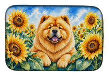 Load image into Gallery viewer, Chow Chow in Sunflowers Dish Drying Mat Absorbent Dish Drying Mat Pad for Kitchen Counter Dish Drainer Mat for Countertop, 14 x 21", Multicolor
