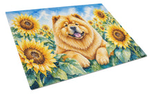 Load image into Gallery viewer, Chow Chow in Sunflowers Cutting Board Tempered Glass Kitchen Cutting Surface, Heat Resistant Chopping Board with Non-Slip Feet, Decorative Food Prep &amp; Serving