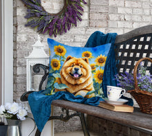Load image into Gallery viewer, Chow Chow in Sunflowers Throw Pillow