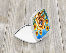 Load image into Gallery viewer, Chow Chow in Sunflowers Compact Mirror – Stylish Purse Mirror with Artistic Covers
