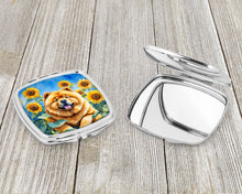 Load image into Gallery viewer, Chow Chow in Sunflowers Compact Mirror – Stylish Purse Mirror with Artistic Covers