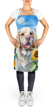 Load image into Gallery viewer, Clumber Spaniel in Sunflowers Apron – Artist-Designed Kitchen, BBQ &amp; Craft Apron