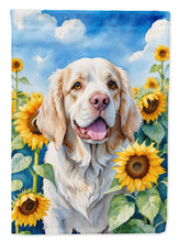 Load image into Gallery viewer, Clumber Spaniel in Sunflowers House Flag