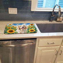 Load image into Gallery viewer, Clumber Spaniel in Sunflowers Dish Drying Mat Absorbent Dish Drying Mat Pad for Kitchen Counter Dish Drainer Mat for Countertop, 14 x 21", Multicolor