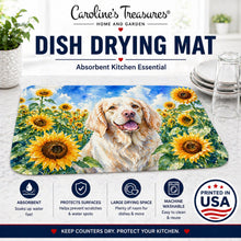 Load image into Gallery viewer, Clumber Spaniel in Sunflowers Dish Drying Mat Absorbent Dish Drying Mat Pad for Kitchen Counter Dish Drainer Mat for Countertop, 14 x 21", Multicolor