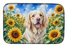 Load image into Gallery viewer, Clumber Spaniel in Sunflowers Dish Drying Mat Absorbent Dish Drying Mat Pad for Kitchen Counter Dish Drainer Mat for Countertop, 14 x 21", Multicolor
