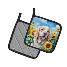 Load image into Gallery viewer, Clumber Spaniel in Sunflowers Pot Holders - Set of 2 Decorative Kitchen Helpers | Made in the USA