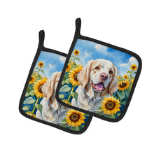 Load image into Gallery viewer, Clumber Spaniel in Sunflowers Pot Holders - Set of 2 Decorative Kitchen Helpers | Made in the USA