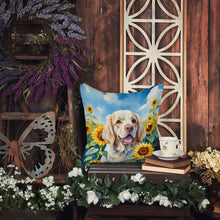 Load image into Gallery viewer, Clumber Spaniel in Sunflowers Throw Pillow - 14x14 Decorative Pillow – Art for Your Home &amp; Patio