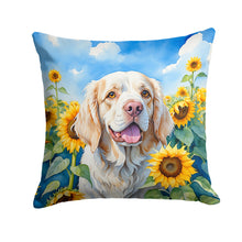 Load image into Gallery viewer, Clumber Spaniel in Sunflowers Throw Pillow - 14x14 Decorative Pillow – Art for Your Home &amp; Patio