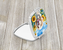 Load image into Gallery viewer, Clumber Spaniel in Sunflowers Compact Mirror – Stylish Purse Mirror with Artistic Covers