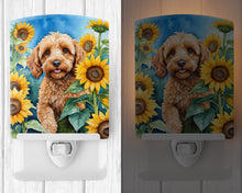 Load image into Gallery viewer, Cockapoo in Sunflowers Ceramic Night Light