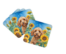 Load image into Gallery viewer, Cockapoo in Sunflowers Coasters - Set of 4 Lightweight Foam, Absorbent Drink Coasters