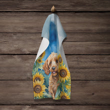 Load image into Gallery viewer, Cockapoo in Sunflowers Kitchen Towel