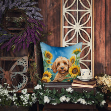 Load image into Gallery viewer, Cockapoo in Sunflowers Throw Pillow - 14x14 Decorative Pillow – Art for Your Home &amp; Patio