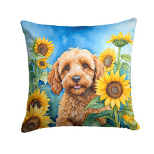 Load image into Gallery viewer, Cockapoo in Sunflowers Throw Pillow - 14x14 Decorative Pillow – Art for Your Home &amp; Patio