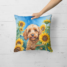 Load image into Gallery viewer, Cockapoo in Sunflowers Throw Pillow