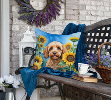 Load image into Gallery viewer, Cockapoo in Sunflowers Throw Pillow