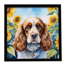 Load image into Gallery viewer, Cocker Spaniel in Sunflowers Framed Metal Print