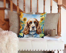 Load image into Gallery viewer, Cocker Spaniel in Sunflowers Throw Pillow - 14x14 Decorative Pillow – Art for Your Home &amp; Patio