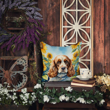 Load image into Gallery viewer, Cocker Spaniel in Sunflowers Throw Pillow - 14x14 Decorative Pillow – Art for Your Home &amp; Patio