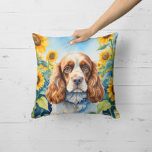 Load image into Gallery viewer, Cocker Spaniel in Sunflowers Throw Pillow