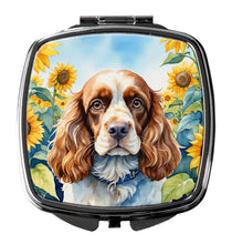 Load image into Gallery viewer, Cocker Spaniel in Sunflowers Compact Mirror – Stylish Purse Mirror with Artistic Covers