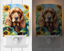 Load image into Gallery viewer, Cocker Spaniel in Sunflowers Ceramic Night Light
