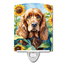 Load image into Gallery viewer, Cocker Spaniel in Sunflowers Ceramic Night Light