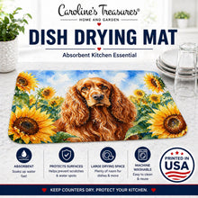 Load image into Gallery viewer, Cocker Spaniel in Sunflowers Dish Drying Mat Absorbent Dish Drying Mat Pad for Kitchen Counter Dish Drainer Mat for Countertop, 14 x 21", Multicolor