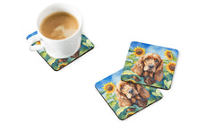 Load image into Gallery viewer, Cocker Spaniel in Sunflowers Coasters - Set of 4 Lightweight Foam, Absorbent Drink Coasters