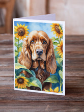 Load image into Gallery viewer, Cocker Spaniel in Sunflowers Greeting Cards - Blank Note Cards – 8-Pack of Artist-Designed Cards with Envelopes
