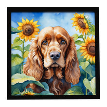 Load image into Gallery viewer, Cocker Spaniel in Sunflowers Framed Metal Print