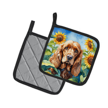 Load image into Gallery viewer, Cocker Spaniel in Sunflowers Pot Holders - Set of 2 Decorative Kitchen Helpers | Made in the USA