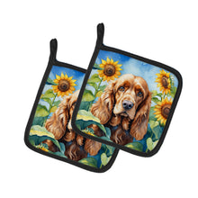 Load image into Gallery viewer, Cocker Spaniel in Sunflowers Pot Holders - Set of 2 Decorative Kitchen Helpers | Made in the USA