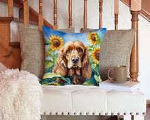Load image into Gallery viewer, Cocker Spaniel in Sunflowers Throw Pillow - 14x14 Decorative Pillow – Art for Your Home &amp; Patio