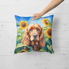 Load image into Gallery viewer, Cocker Spaniel in Sunflowers Throw Pillow