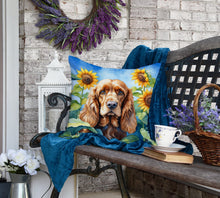 Load image into Gallery viewer, Cocker Spaniel in Sunflowers Throw Pillow
