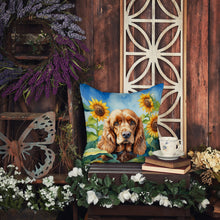 Load image into Gallery viewer, Cocker Spaniel in Sunflowers Throw Pillow