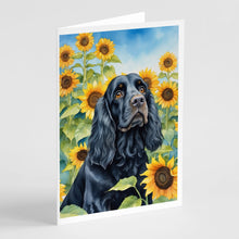 Load image into Gallery viewer, Cocker Spaniel in Sunflowers Greeting Cards - Blank Note Cards – 8-Pack of Artist-Designed Cards with Envelopes