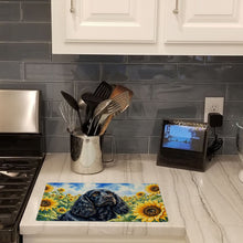Load image into Gallery viewer, Cocker Spaniel in Sunflowers Cutting Board Tempered Glass Kitchen Cutting Surface, Heat Resistant Chopping Board with Non-Slip Feet, Decorative Food Prep &amp; Serving