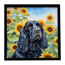 Load image into Gallery viewer, Cocker Spaniel in Sunflowers Framed Metal Print