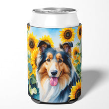 Load image into Gallery viewer, Collie in Sunflowers Can or Bottle Hugger