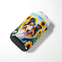 Load image into Gallery viewer, Collie in Sunflowers Can or Bottle Hugger