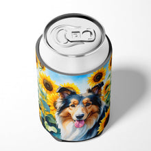Load image into Gallery viewer, Collie in Sunflowers Can or Bottle Hugger